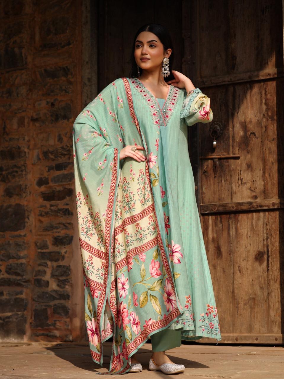 Pure muslin pakistani style suit set