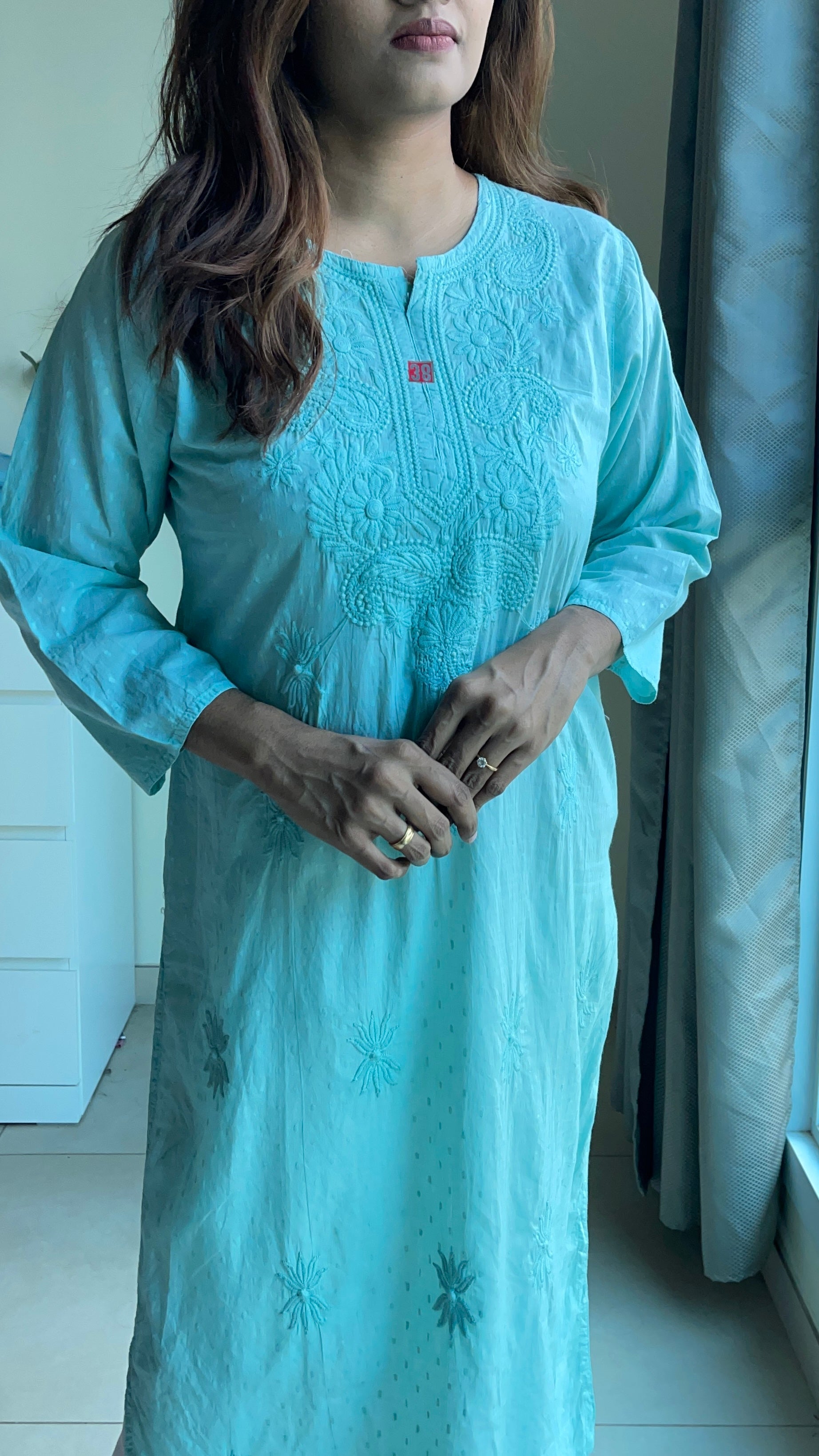 Machine embroidered chikankari kurta