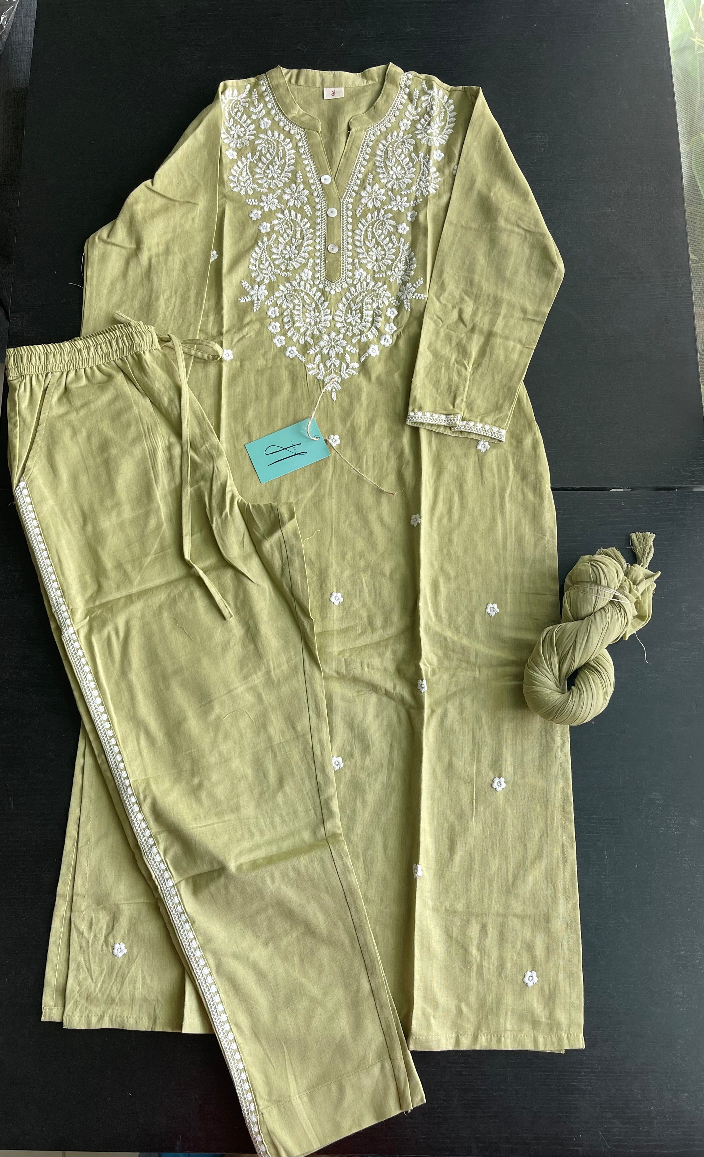 Slub cotton suit set