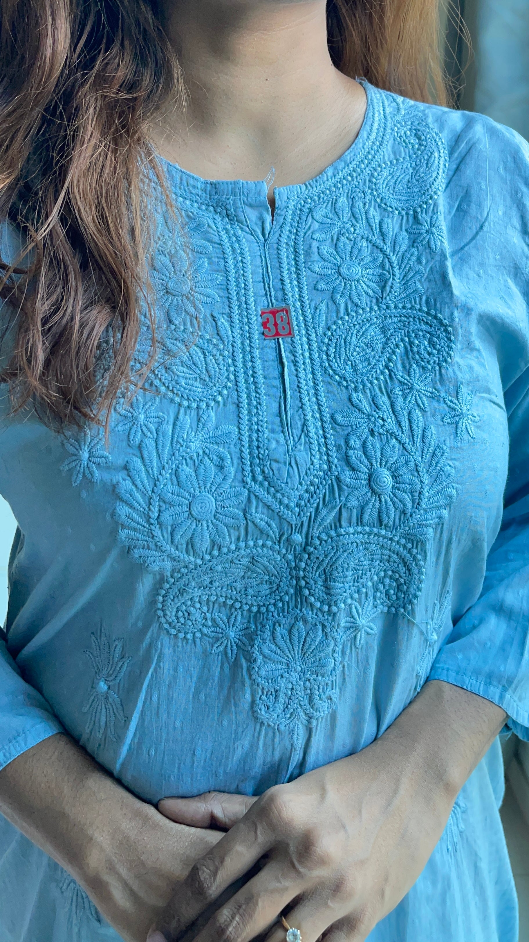 Machine embroidered chikankari kurta