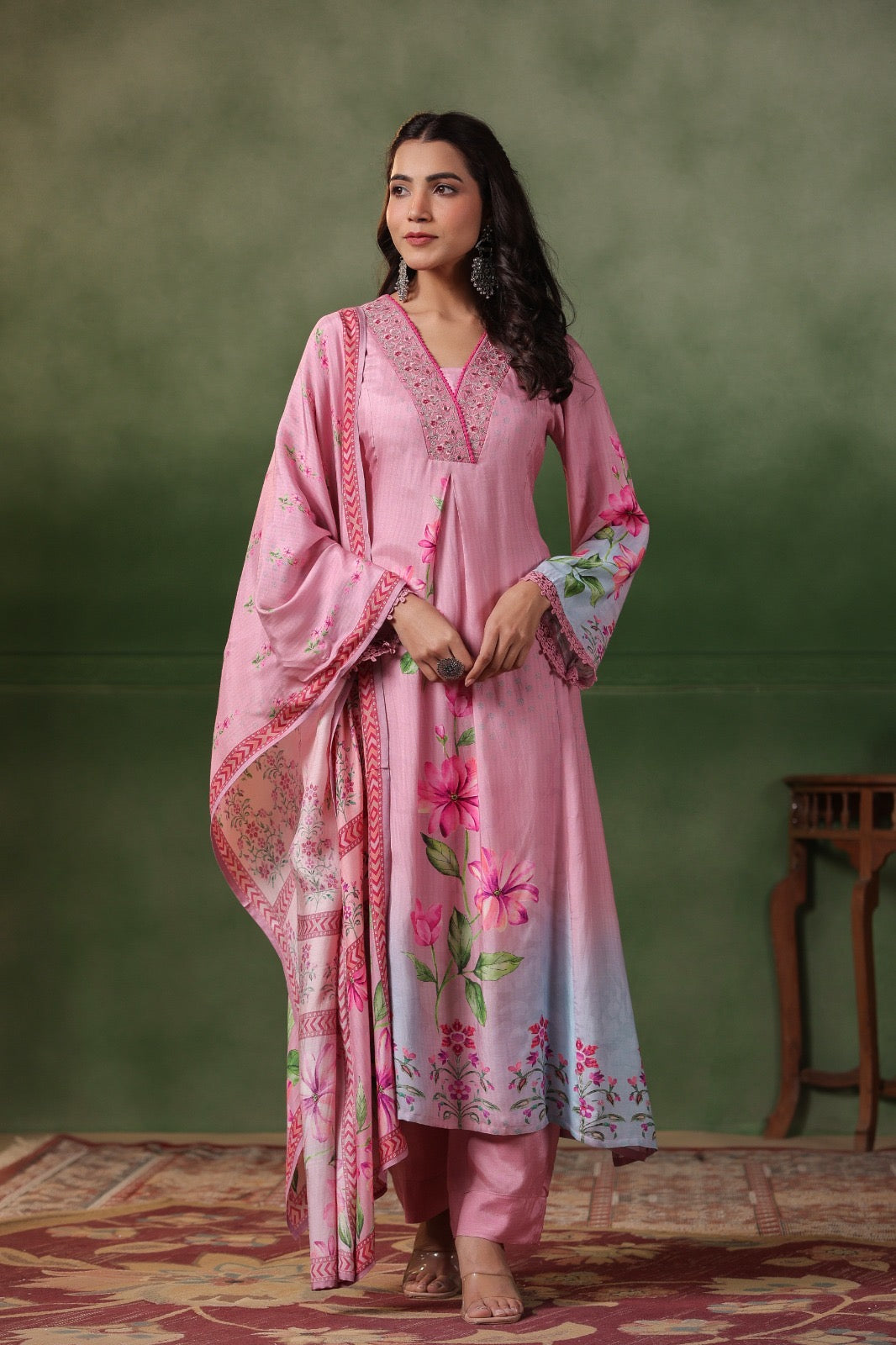 Pure muslin pakistani style suit set