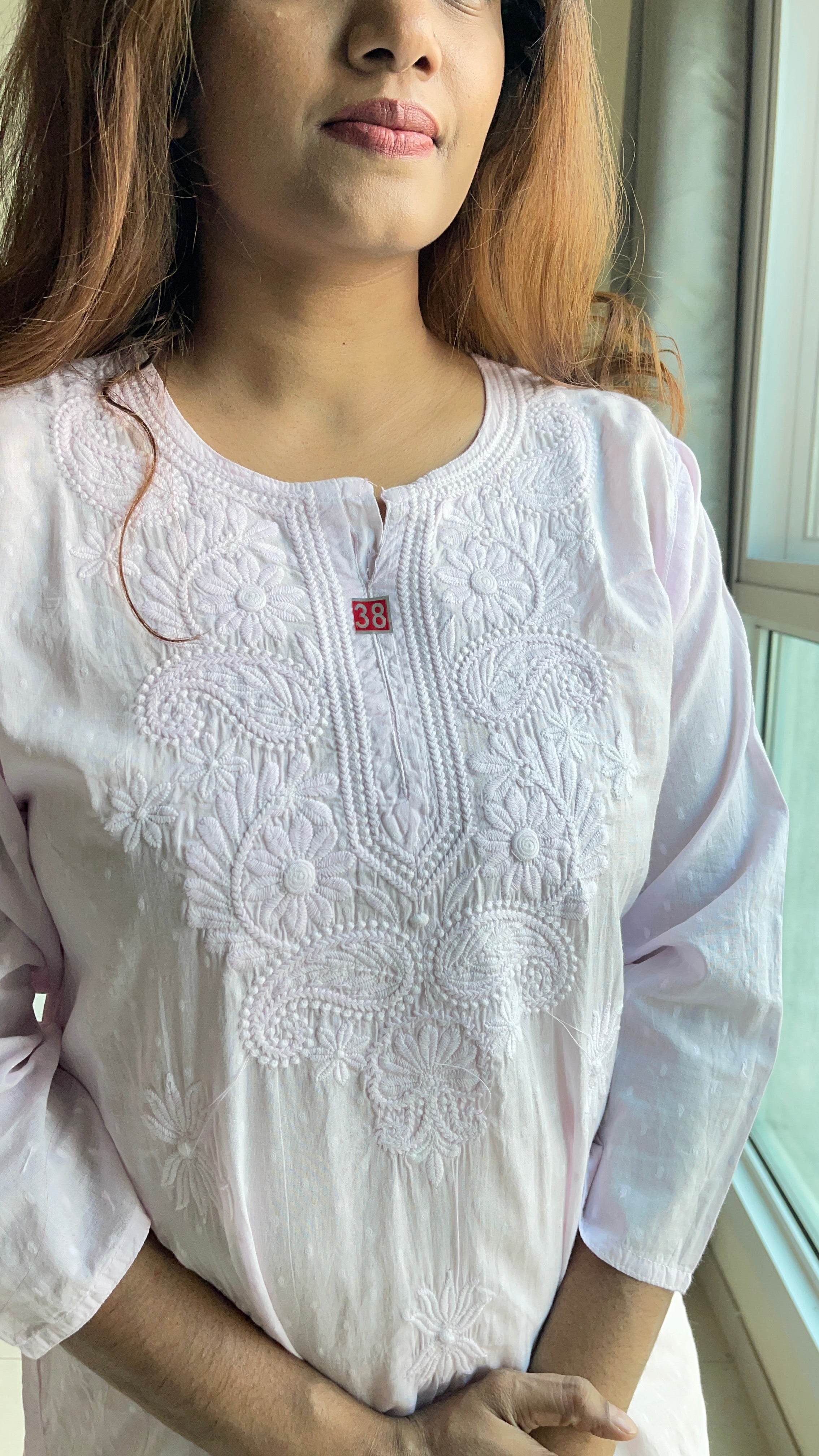 Machine embroidered chikankari kurta