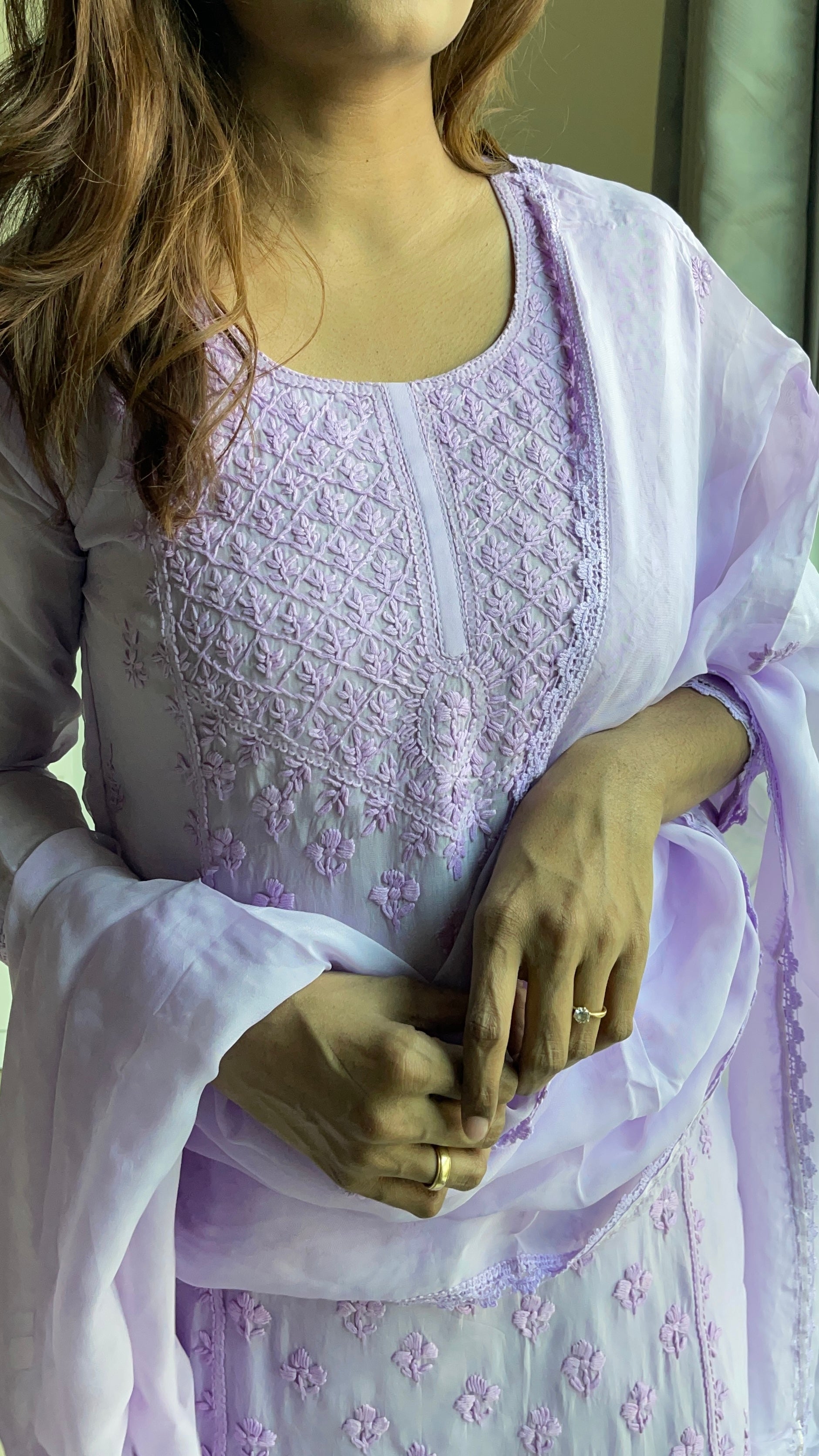 Soft organza chikankari suit set