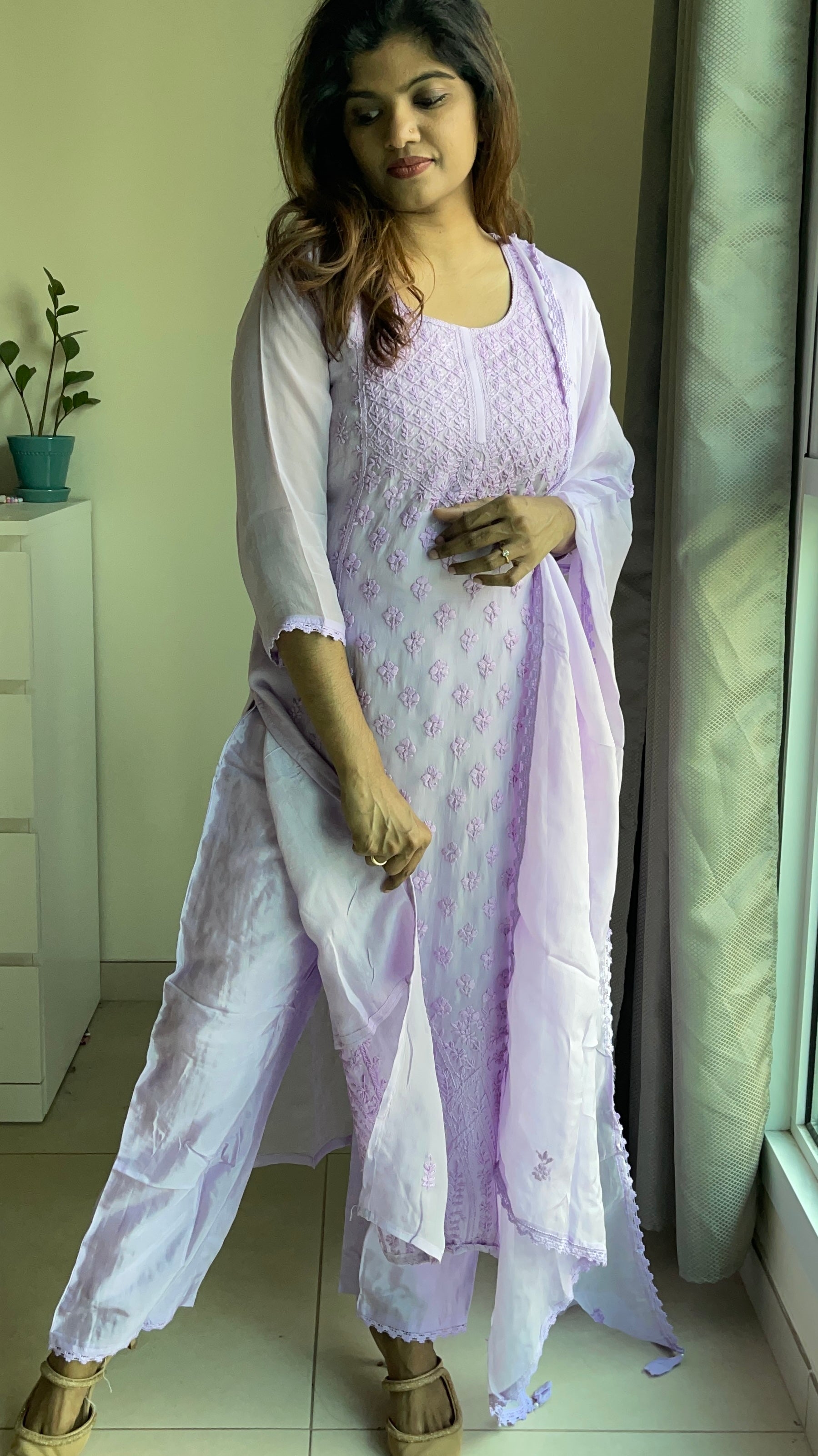 Soft organza chikankari suit set