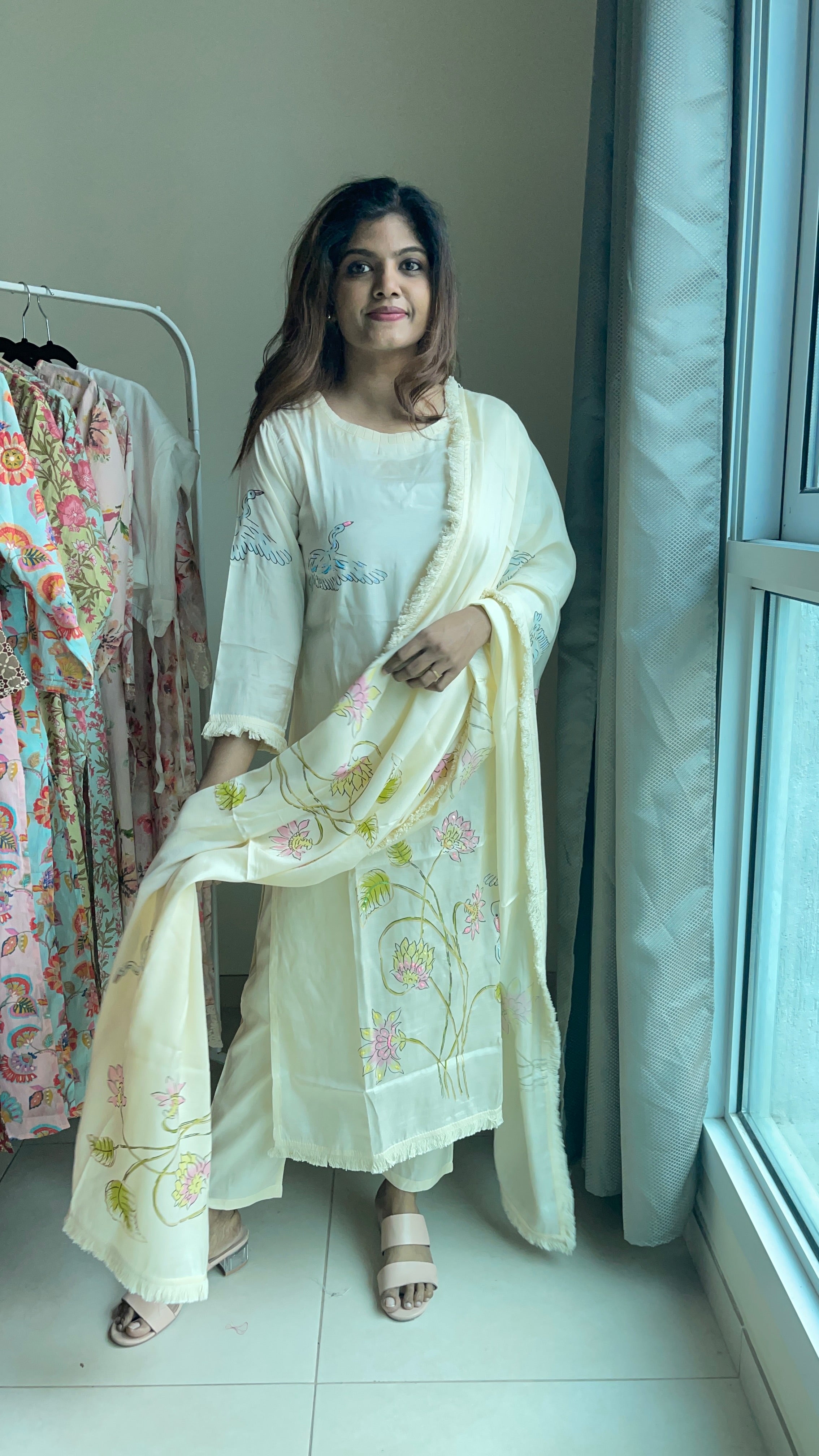 Muslin silk suit set