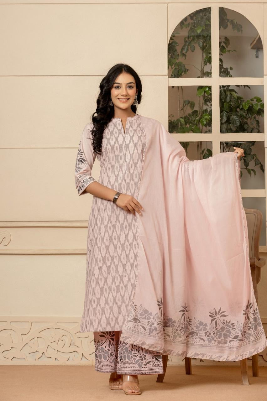 Slub cotton suit set