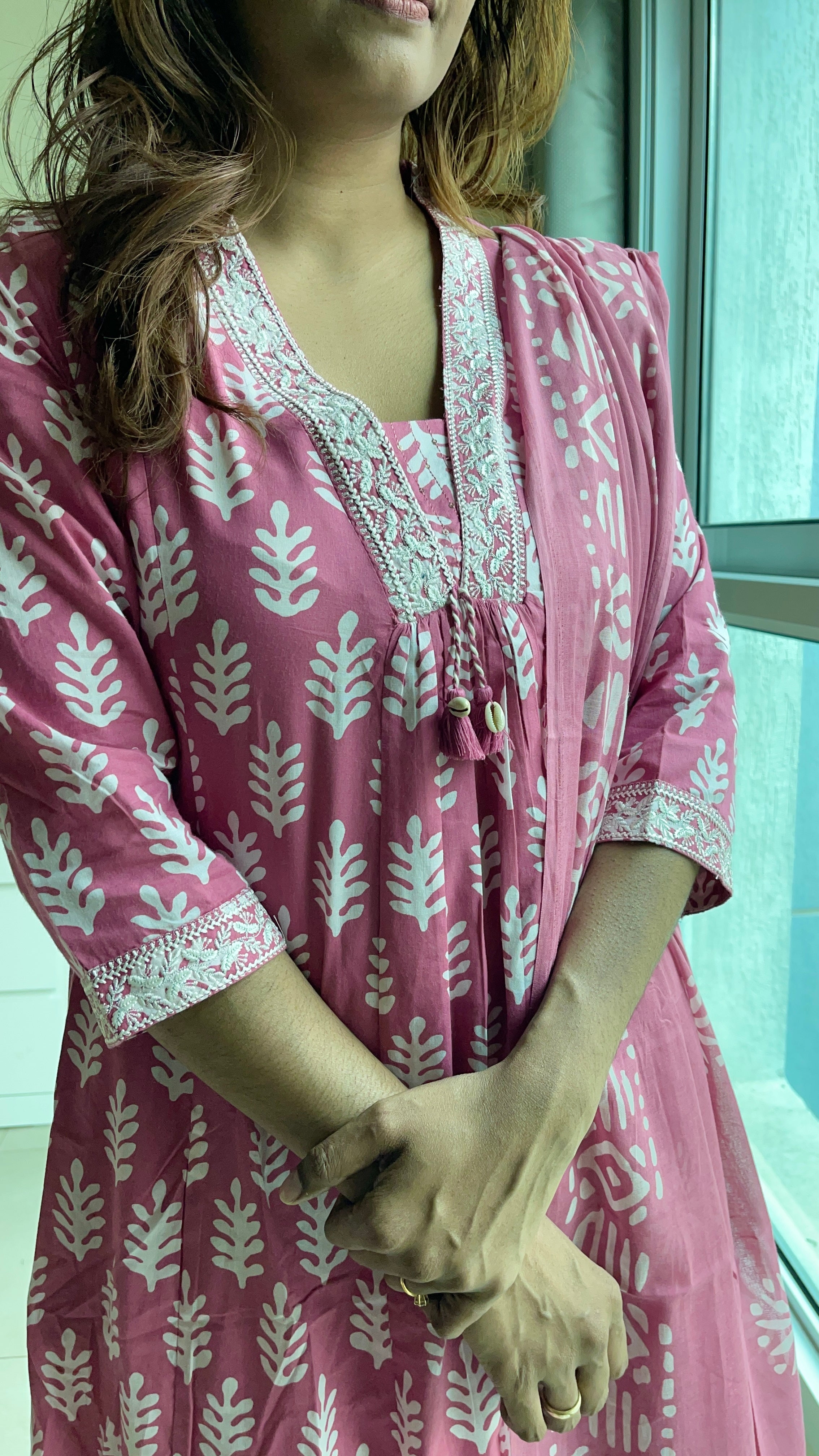 Pure cotton V neck anarkhali suit (SC: 1023)