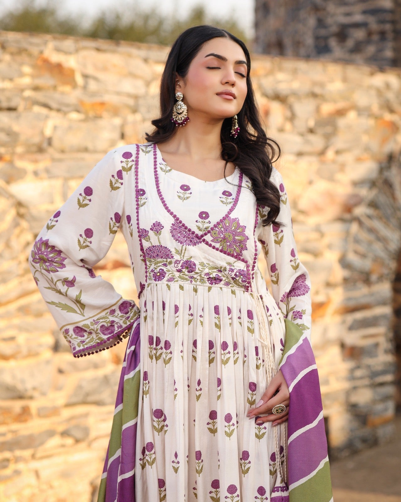 Muslin anarkhali suit set