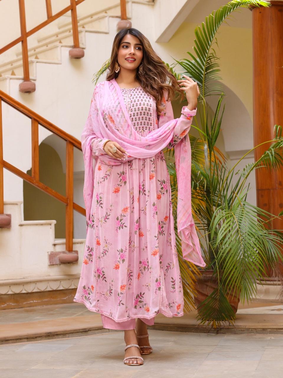 Pure chiffon suit set