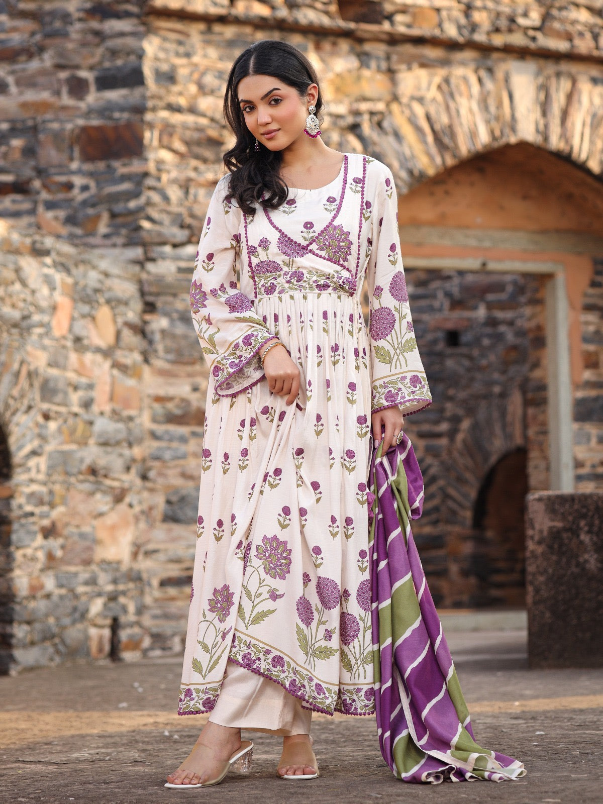 Muslin anarkhali suit set