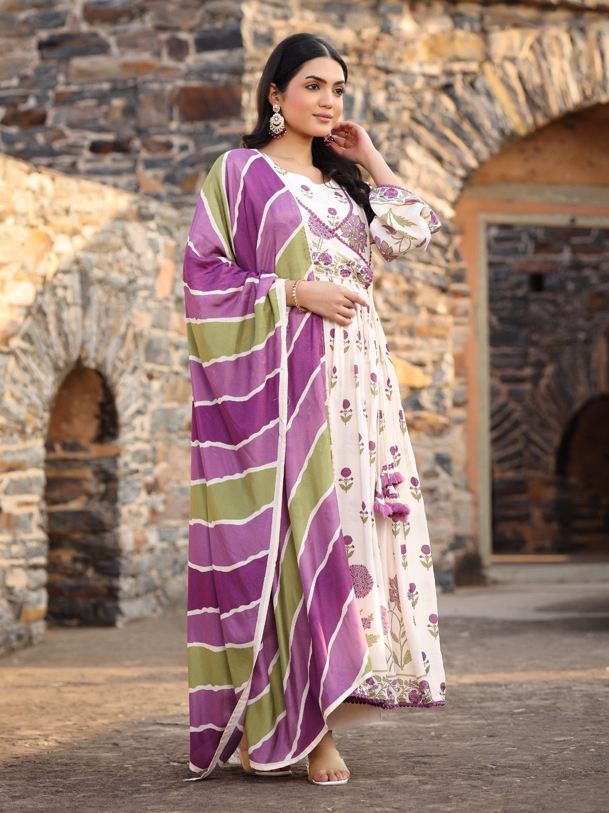 Muslin anarkhali suit set