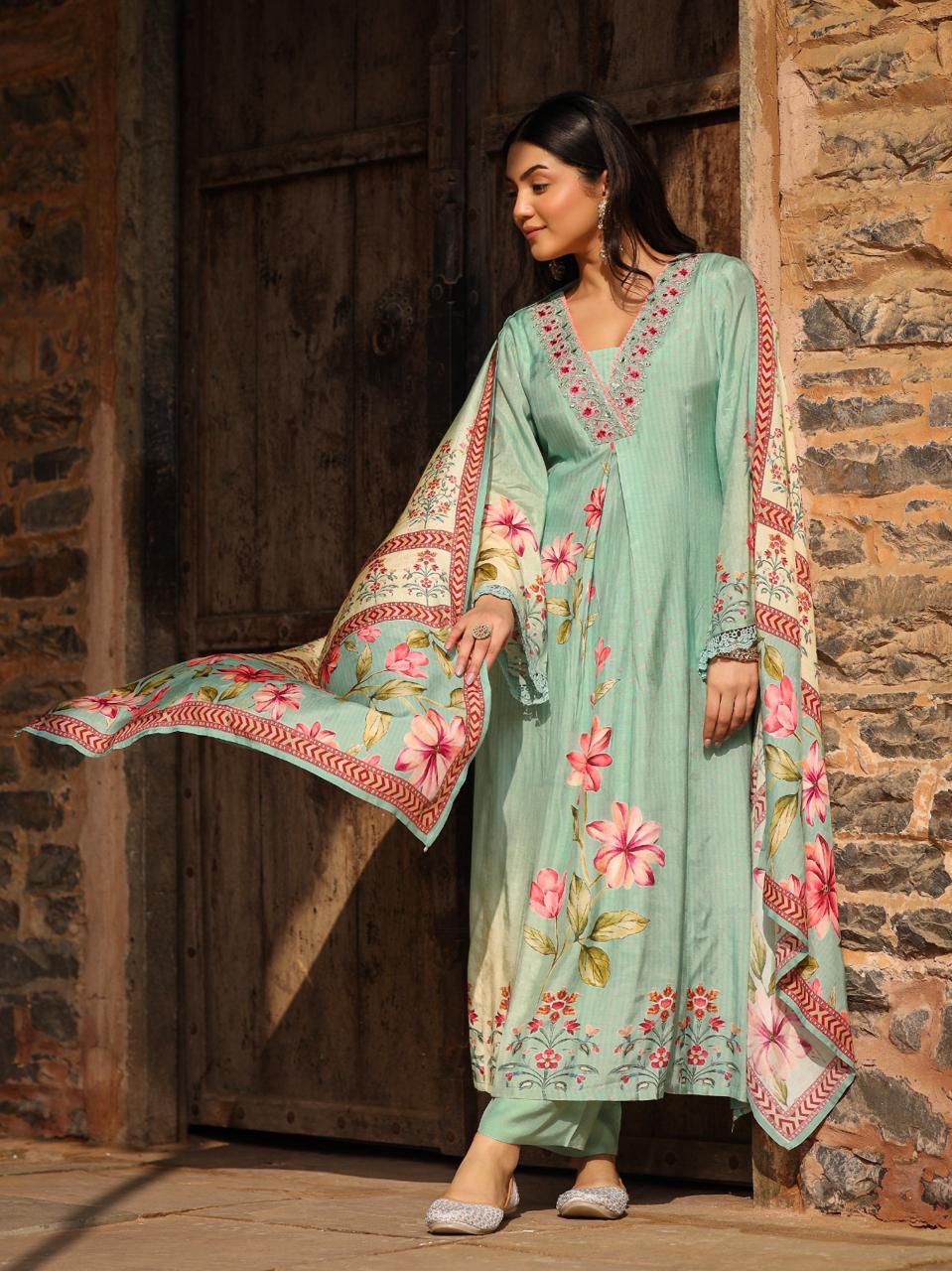 Pure muslin pakistani style suit set