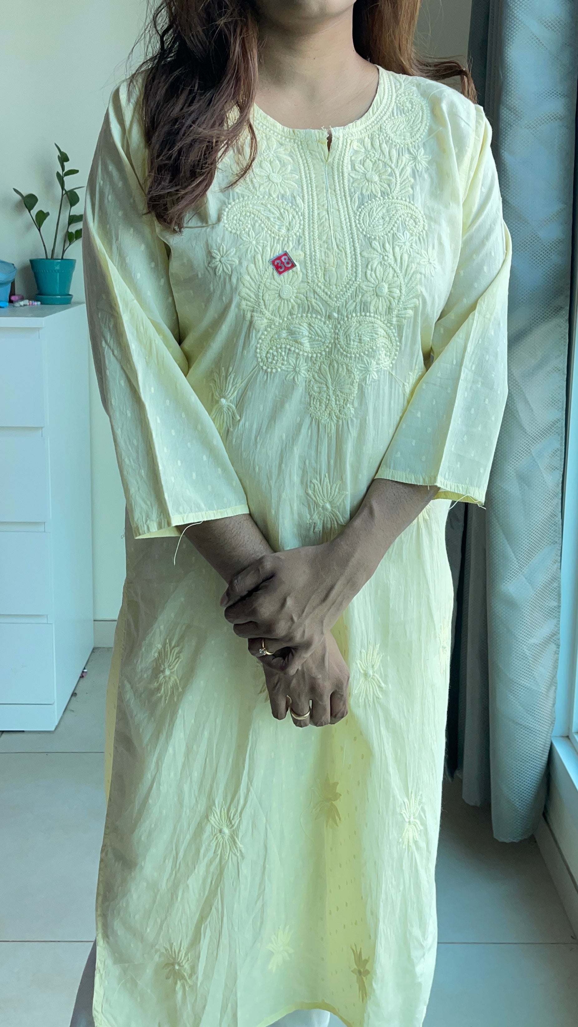 Machine embroidered chikankari kurta